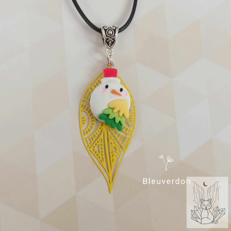 Collier fantaisie de noël - bonhomme de neige