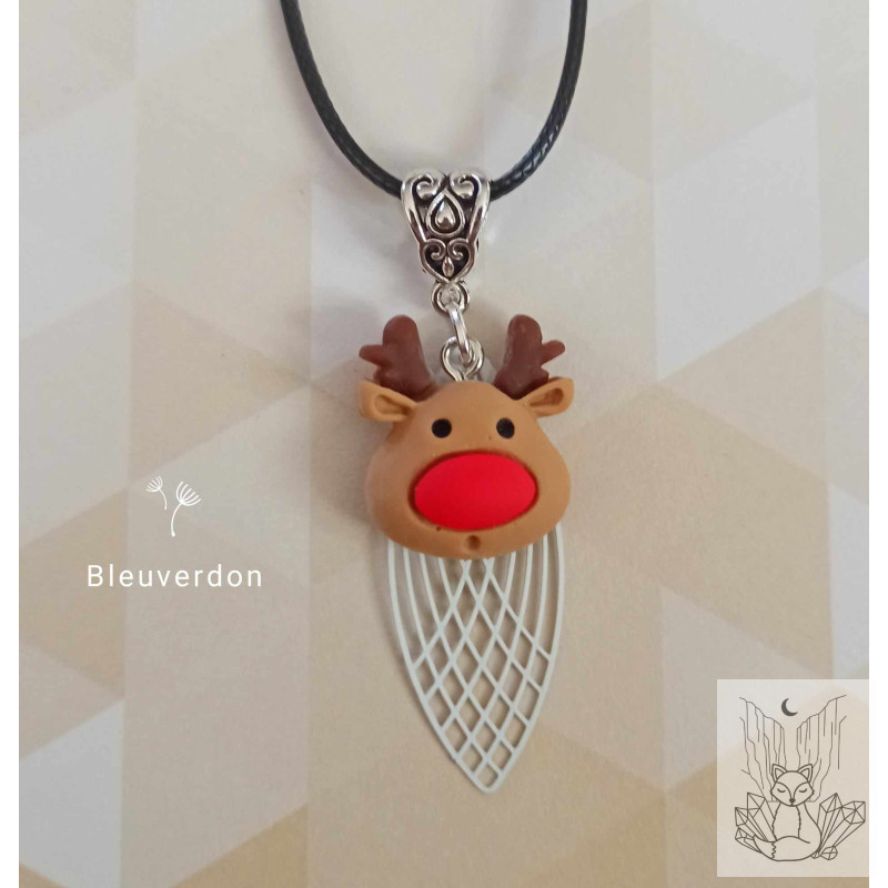 Collier fantaisie de noël - renne de noël