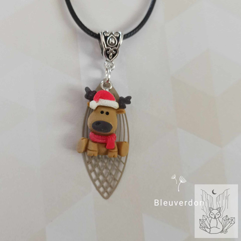 Collier fantaisie de noël - renne de noël