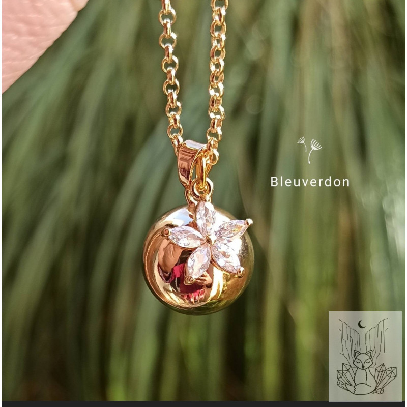 Bola de grossesse fleur à strass doré