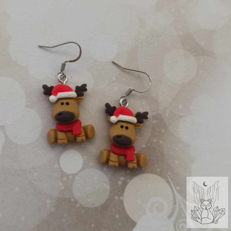 Boucles d'oreilles rennes de noel