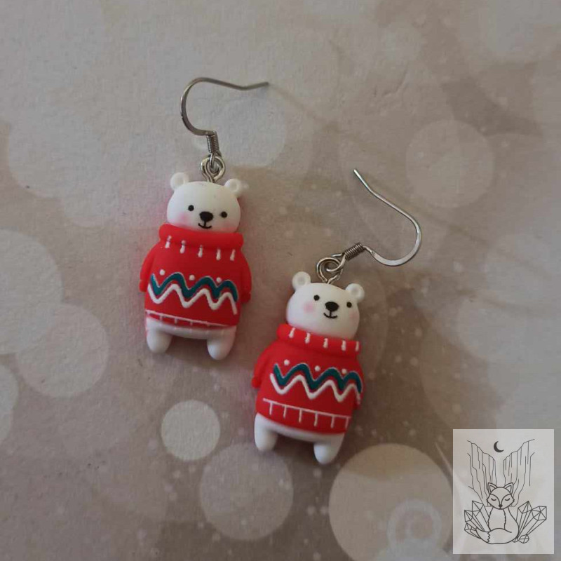 Boucles d'oreilles ours de noel