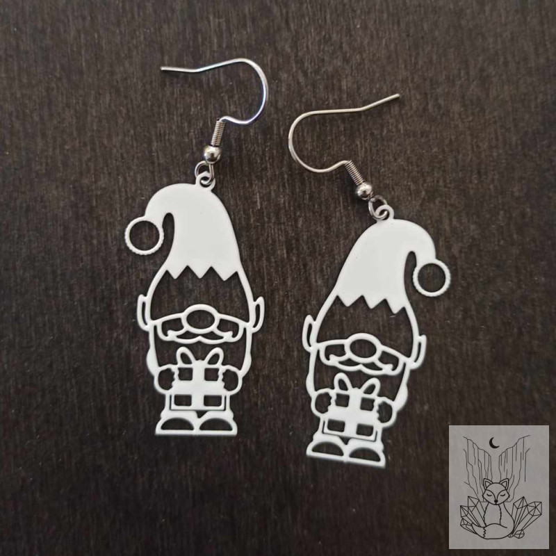 Boucles d'oreilles gnomes blancs