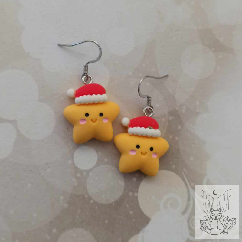 Boucles d'oreilles étoiles de noel