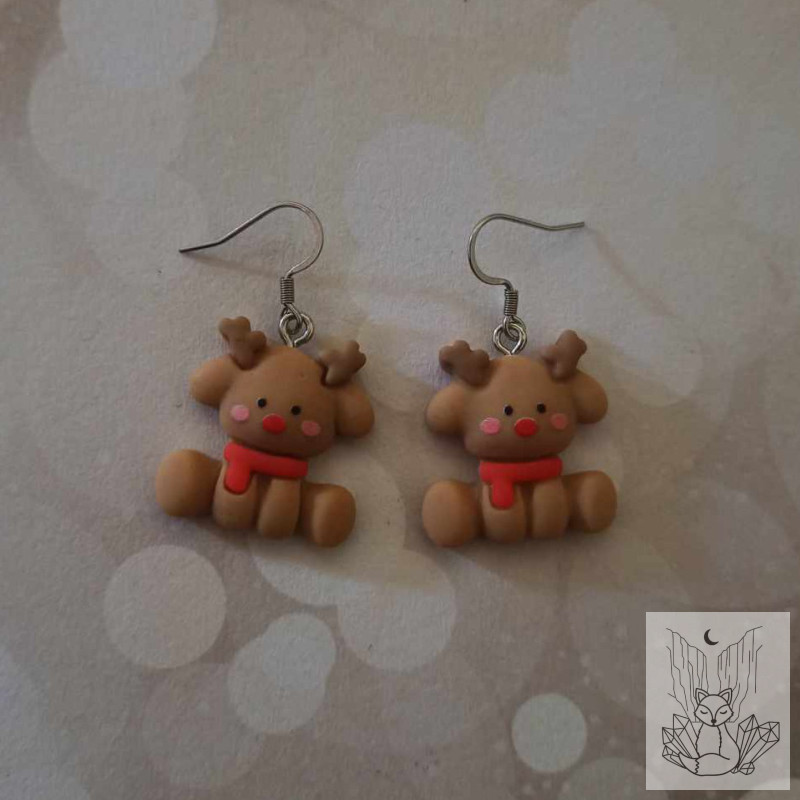 Boucles d'oreilles rennes de noel