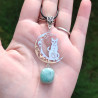 Collier chat lune et amazonite