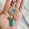 Collier fantaisie bohème lune et soleil turquoise