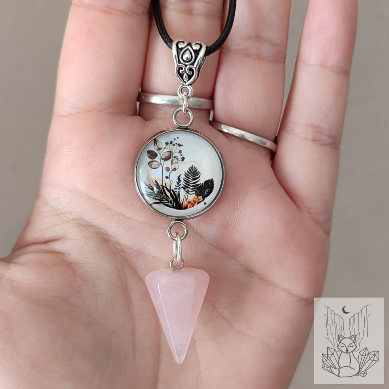 Collier quartz rose et cabochon