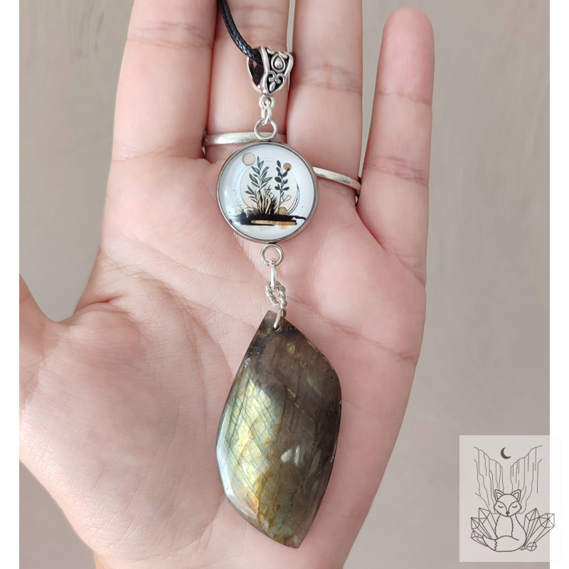 Collier labradorite et cabochon