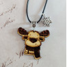 Collier fantaisie renne de Noël en bois