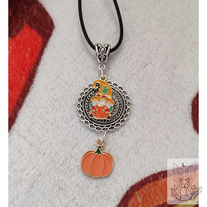 Collier fantaisie gnome d'automne