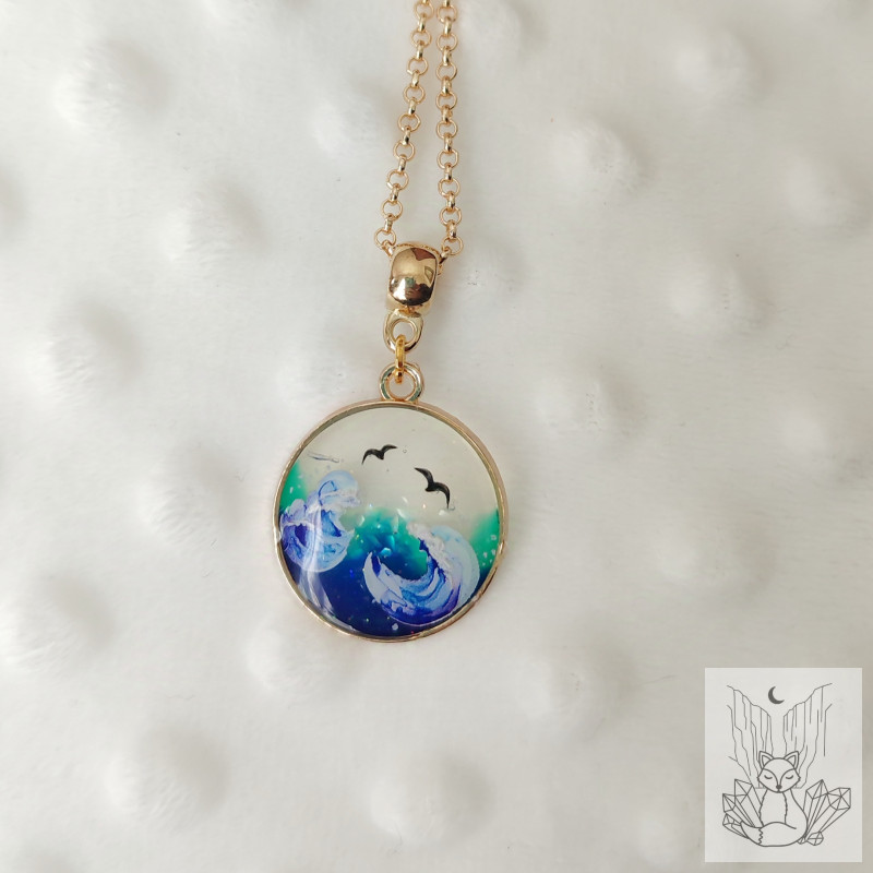 Collier résine collection Océan. Pièce unique