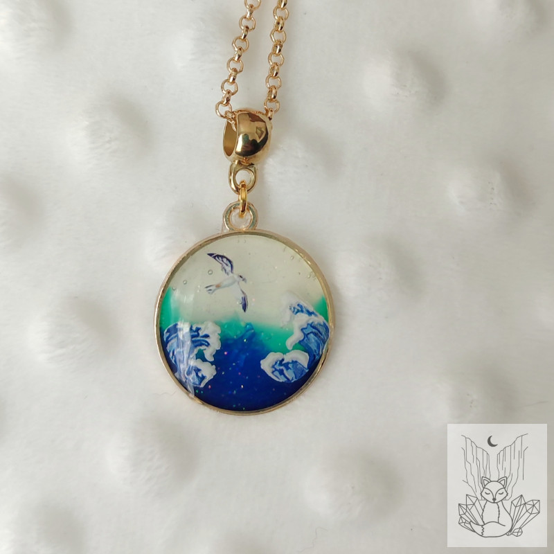 Collier résine collection Océan. Pièce unique