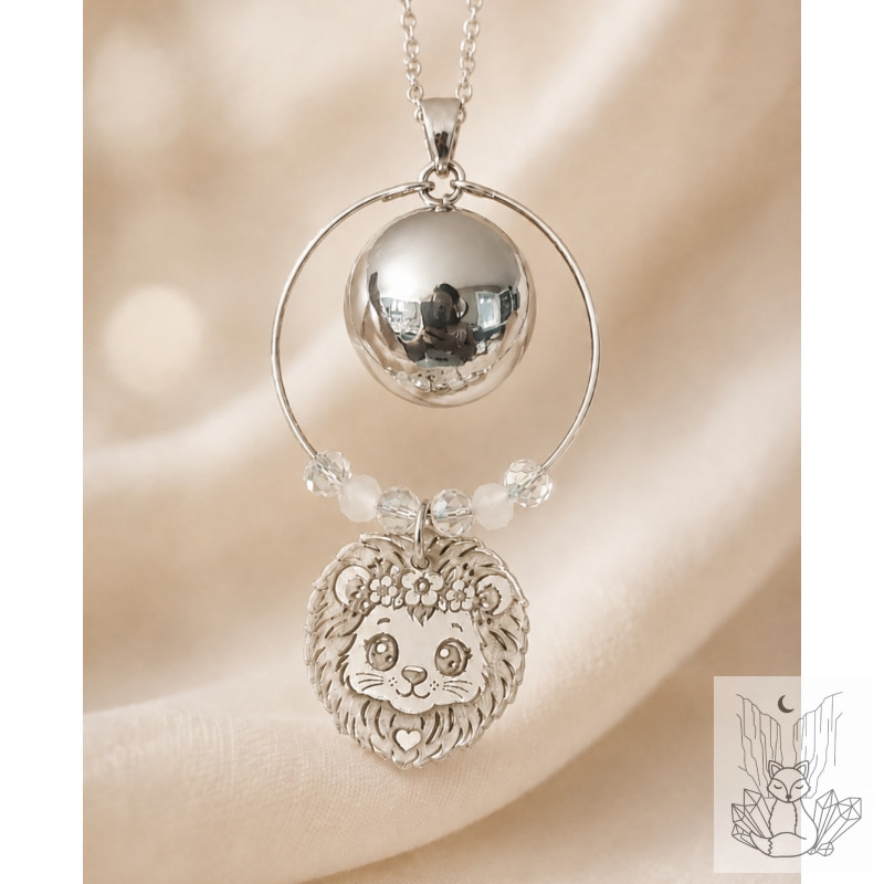 Bola de grossesse petit lion miroir cercle et perles