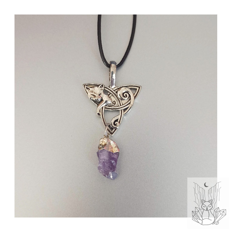 Collier renard celtique et améthyste