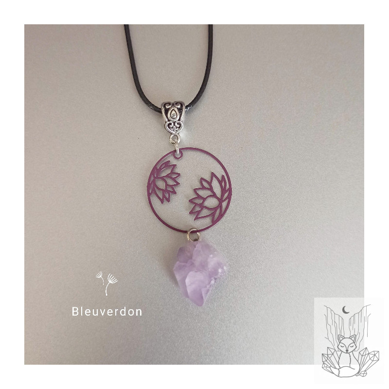 Collier lotus et améthyste