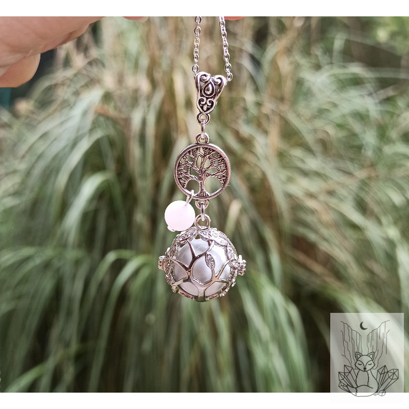 Bola de grossesse arbre de vie et quartz rose