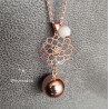 Bola de grossesse or rose - lotus et perle en quartz rose