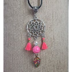 collier attrape rêve rose
