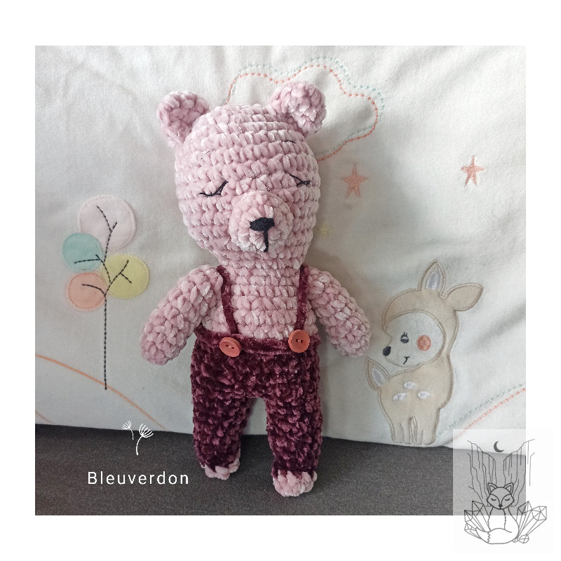 Amigurumi ourson rose  , Peluche ours au crochet