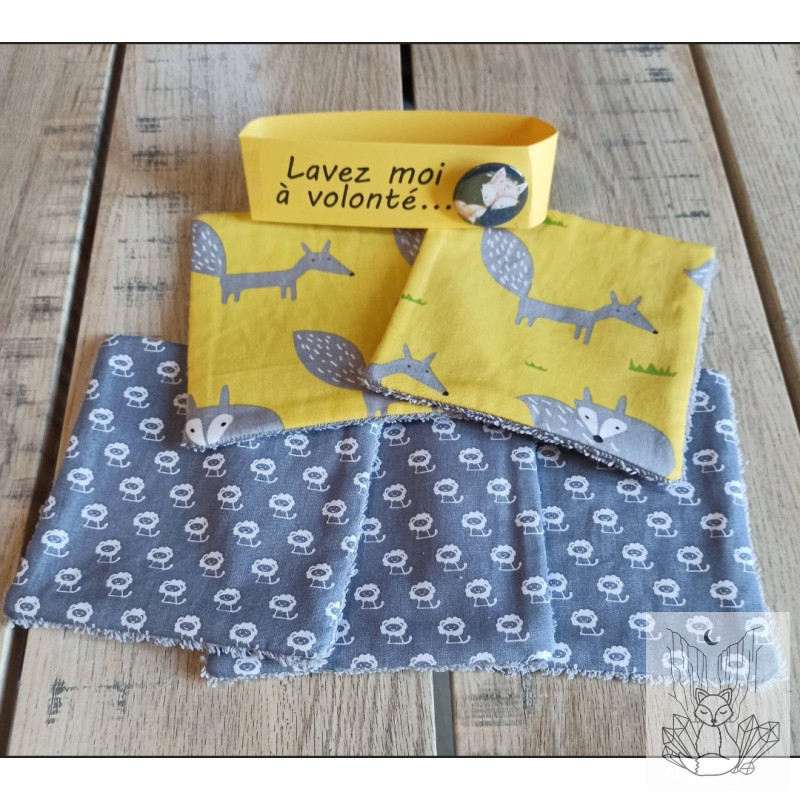 Lot de 5 grandes lingettes lavables. Lingettes démaquillantes