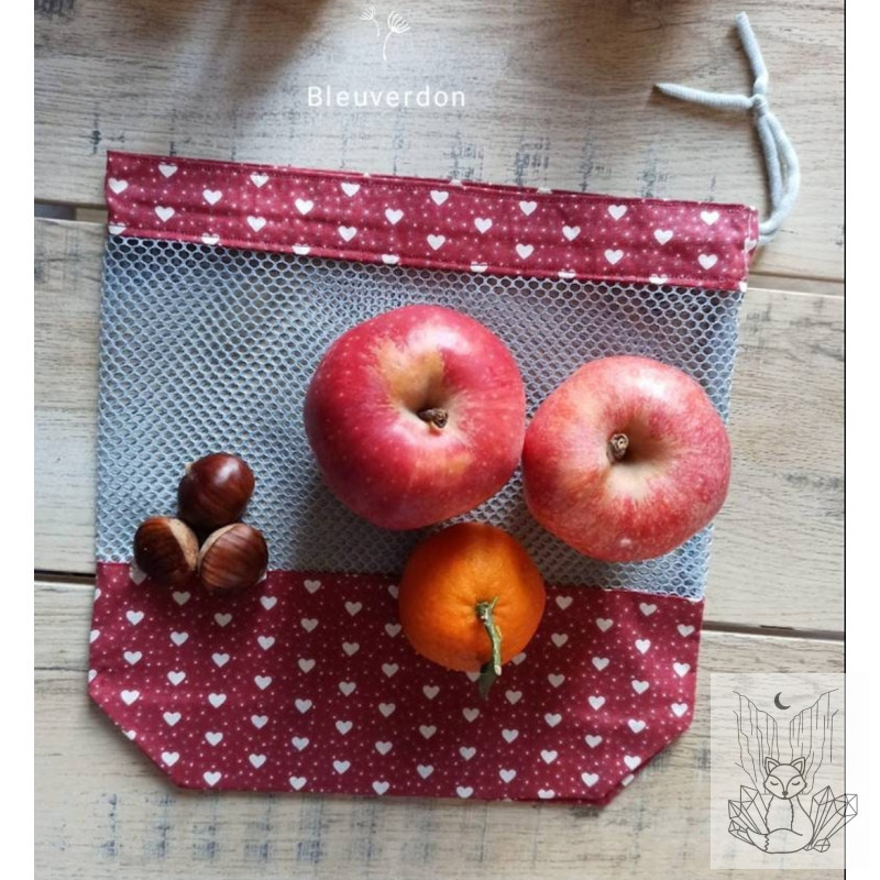 Sac à vrac en tissus Sac fruits et légumes . Sac filet. Filet à linge. 0 déchet . Filet à fruit. Filet à légumes