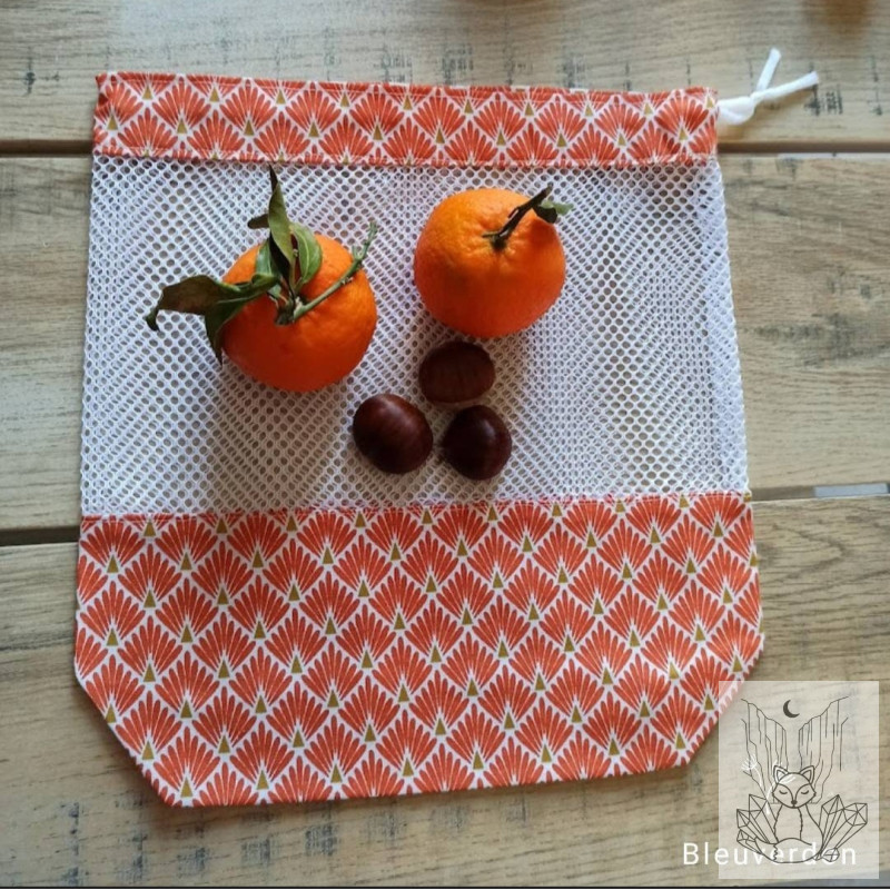 Sac à vrac en tissus Sac fruits et légumes . Sac filet. Filet à linge. 0 déchet . Filet à fruit. Filet à légumes